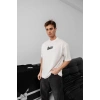 Biçomi Erkek Baskılı Oversize T-shirt - Beyaz