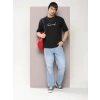 Biçomi Erkek Baskılı Oversize T-shirt - Siyah