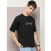 Biçomi Erkek Baskılı Oversize T-shirt - Siyah