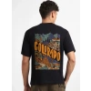 Biçomi Erkek Baskılı Oversize T-shirt - Siyah