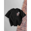 Biçomi Erkek Baskılı Oversize T-shirt - Siyah