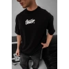 Biçomi Erkek Baskılı Oversize T-shirt - Siyah