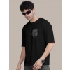 Biçomi Erkek Baskılı Oversize T-shirt - Siyah