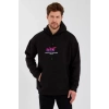 Biçomi Erkek Baskılı Üç İplik Kapüşonlu Oversize Sweatshirt - Siyah