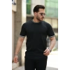 Biçomi Erkek Bisiklet Yaka çizgi Desenli Ribanalı Kısa Kollu Tshirt