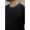 Biçomi Erkek Bisiklet Yaka çizgi Desenli Ribanalı Kısa Kollu Tshirt