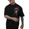Biçomi Erkek Bisiklet Yaka Kısa Kol Baskılı T-shirt - Siyah