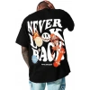 Biçomi Erkek Bisiklet Yaka Kısa Kol Baskılı T-shirt - Siyah