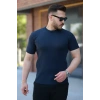 Biçomi Erkek Bisiklet Yaka örgü Desenli Kısa örme Triko Kısa Kollu T-shirt