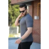 Biçomi Erkek Bisiklet Yaka örgü Desenli Kısa örme Triko Kısa Kollu T-shirt