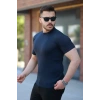Biçomi Erkek Bisiklet Yaka örgü Desenli Kısa örme Triko Kısa Kollu T-shirt