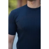 Biçomi Erkek Bisiklet Yaka örgü Desenli Kısa örme Triko Kısa Kollu T-shirt