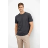 Biçomi Erkek Bisiklet Yaka Tişört Regular Kalıp Basic Pamuklu Günlük Kullanım T-shirt - Füme