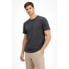 Biçomi Erkek Bisiklet Yaka Tişört Regular Kalıp Basic Pamuklu Günlük Kullanım T-shirt - Füme