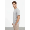 Biçomi Erkek Bisiklet Yaka Tişört Regular Kalıp Basic Pamuklu Günlük Kullanım T-shirt - Gri