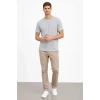 Biçomi Erkek Bisiklet Yaka Tişört Regular Kalıp Basic Pamuklu Günlük Kullanım T-shirt - Gri