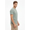 Biçomi Erkek Bisiklet Yaka Tişört Regular Kalıp Basic Pamuklu Günlük Kullanım T-shirt - Mint Yeşili