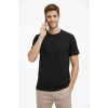 Biçomi Erkek Bisiklet Yaka Tişört Regular Kalıp Basic Pamuklu Günlük Kullanım T-shirt - Siyah
