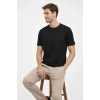 Biçomi Erkek Bisiklet Yaka Tişört Regular Kalıp Basic Pamuklu Günlük Kullanım T-shirt - Siyah