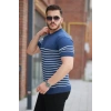 Biçomi Erkek çizgi Desenli Bisiklet Yaka Kısa Kollu T-sihrt