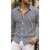 Biçomi Erkek Dikey Çizgili Yarım Oversize Gömlek