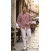Biçomi Erkek Dikey Çizgili Yarım Oversize Gömlek