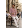 Biçomi Erkek Dikey Çizgili Yarım Oversize Gömlek