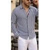 Biçomi Erkek Dikey Çizgili Yarım Oversize Gömlek