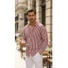 Biçomi Erkek Dikey Çizgili Yarım Oversize Gömlek