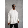 Biçomi Erkek Düz Kapüşonlu Sweat - Beyaz