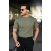 Biçomi Erkek Fitilli Bisiklet Yaka Kısa Kollu Tişört