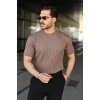 Biçomi Erkek Fitilli Bisiklet Yaka Kısa Kollu Tişört