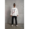 Biçomi Erkek Güvercin Baskılı Sweatshirt - Beyaz