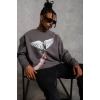 Biçomi Erkek Güvercin Baskılı Sweatshirt - Gri