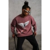 Biçomi Erkek Güvercin Baskılı Sweatshirt - Gül Kurusu