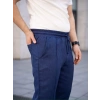 Biçomi Erkek Keten Cepli Çıma Dikişli Jogger Buggy Pantalon Rahat Kalıp - Lacivert
