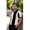 Biçomi Erkek Kısa Kollu Polo Yakalı Blok Desenli Triko Bluz