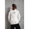 Biçomi Erkek Kordon İpli Baskılı Kapüşonlu Sweatshirt - Beyaz