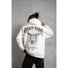 Biçomi Erkek Kordon İpli Baskılı Kapüşonlu Sweatshirt - Beyaz
