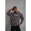 Biçomi Erkek Kordon İpli Baskılı Kapüşonlu Sweatshirt - Füme