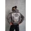 Biçomi Erkek Kordon İpli Baskılı Kapüşonlu Sweatshirt - Füme