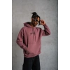 Biçomi Erkek Kordon İpli Baskılı Kapüşonlu Sweatshirt - Gül Kurusu