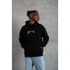 Biçomi Erkek Kordon İpli Baskılı Kapüşonlu Sweatshirt - Siyah