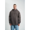 Biçomi Erkek Nakış İşlemeli Kapşonlu Antrasit Sweatshirt Üç İplik Double Oversize- Füme