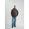 Biçomi Erkek Nakış İşlemeli Kapşonlu Antrasit Sweatshirt Üç İplik Double Oversize- Füme