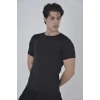 Biçomi Erkek Omuz Fileli Slim Fit T-shirt - Siyah
