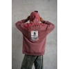 Biçomi Erkek Ön Ve Arka Baskılı Kapüşonlu 3 İplik Sweatshirt - Gül Kurusu