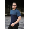 Biçomi Erkek Renk Bloklu Bisiklet Yaka Kısa Kollu Triko Tişört