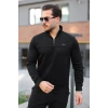 Biçomi Erkek Süet Yarım Fermuar Dik Yaka Sweat