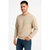 Biçomi Erkek Üç İplik Düz Bisiklet Yaka SweatShirt - Bej